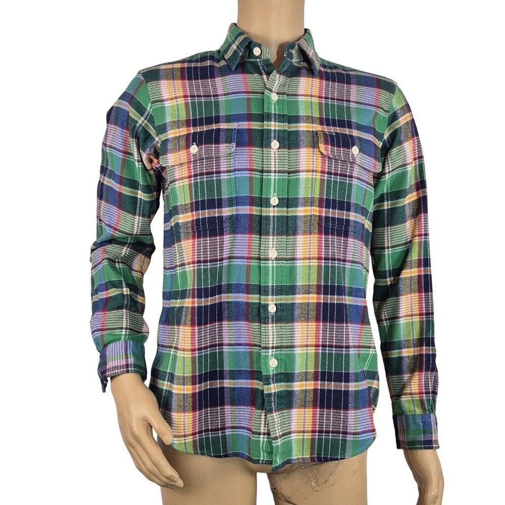Polo Ralph Lauren Men's Shirt Size M Classic Fit Plaid Green Flannel (03)